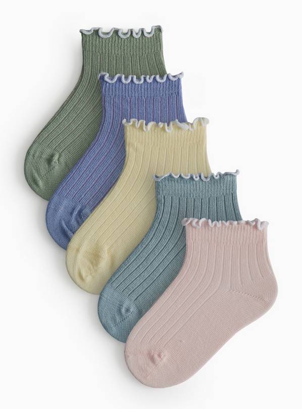 Pastel Lettuce Edge Detail Ankle Socks 5 Pack 6-12 months